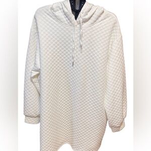 Women’s Textured Quilted Hoodie Tunic White 5XL Fits Like 3X Oversized Plus